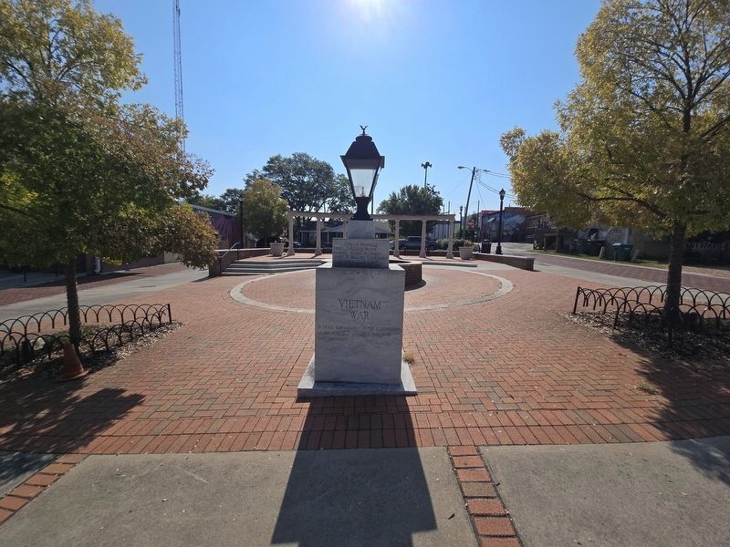 Hapeville Veterans Monument at the front of the plaza near the sidewalk image. Click for full size.