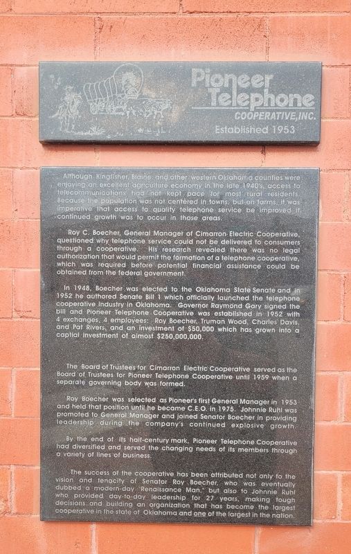 Pioneer Telephone Cooperative, Inc. Marker image. Click for full size.