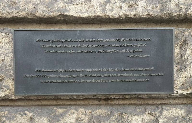 Haus der Demokratie / House of Democracy Marker image. Click for full size.