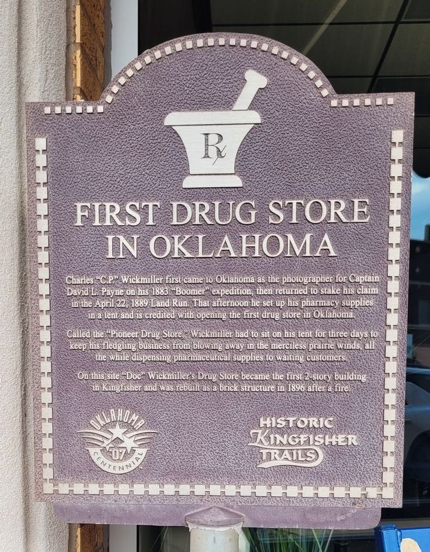 First Drug Store in Oklahoma Marker image. Click for full size.