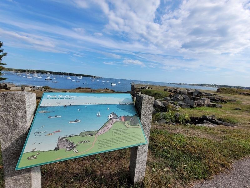 Fort McClary Marker in situ, facing southeast. Click for full size. Fort McClary Marker in situ, facing southeast image. Click for full size.