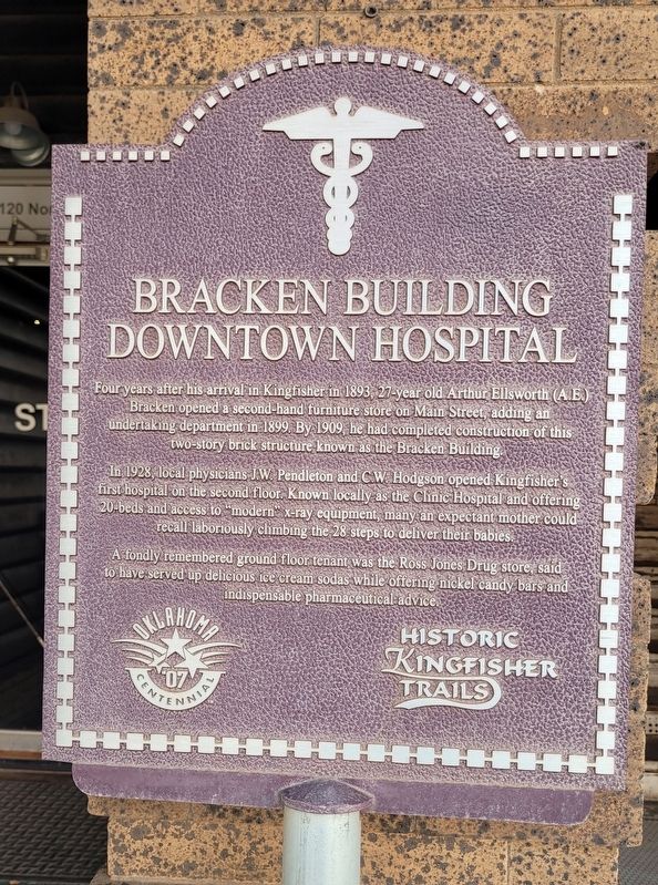 Bracken Building Downtown Hospital Marker. Click for full size. Bracken Building Downtown Hospital Marker image. Click for full size.