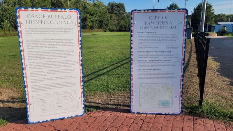Osage Buffalo Hunting Trails Marker (left side) image. Click for full size.