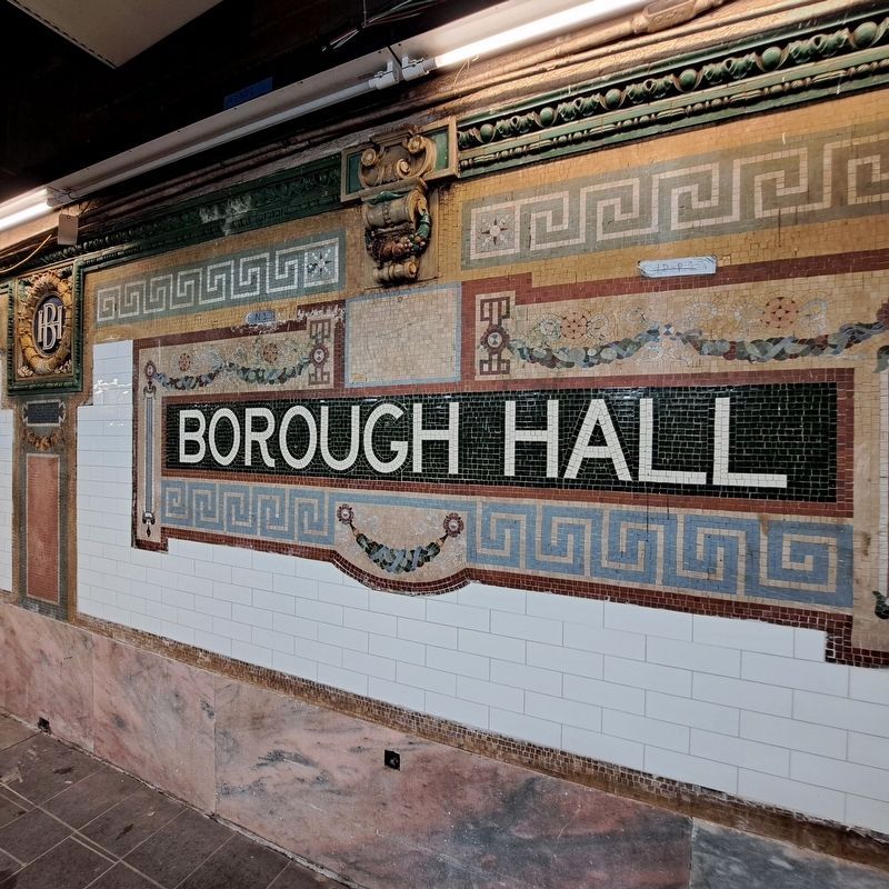 Borough Hall Mosaic on the IRT subway station just below ground level. image. Click for full size.