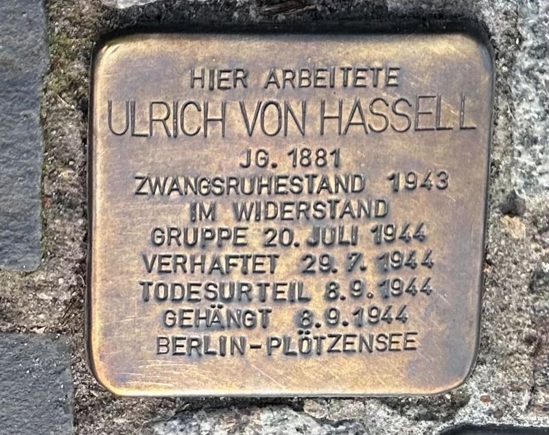 Ulrich von Hassell Stolperstein image. Click for full size.