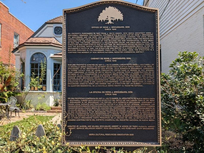 Office of Rene J. Broussard, DDS Marker. Click for full size. Office of Rene J. Broussard, DDS Marker image. Click for full size.