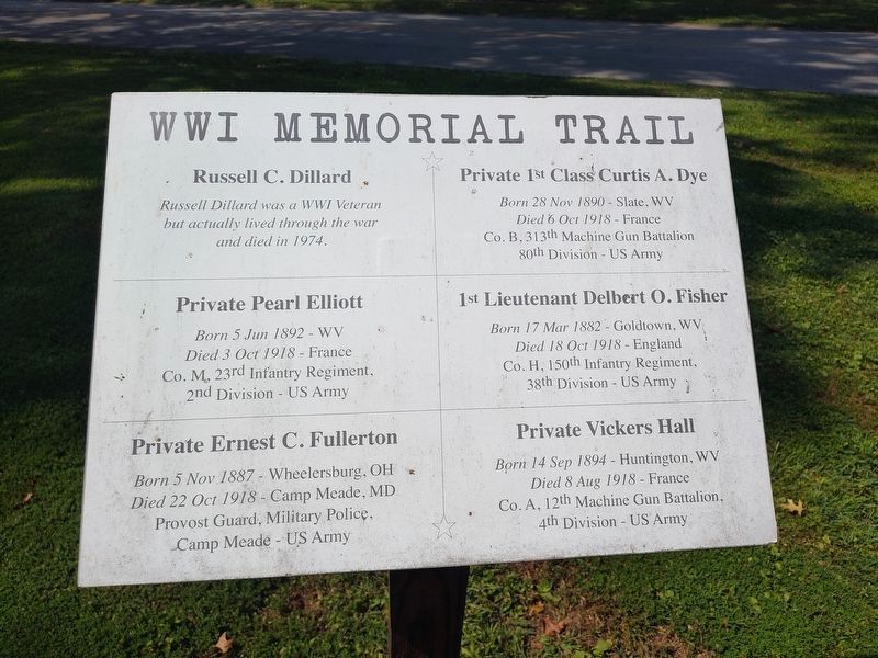 WWI Memorial Trail Marker. Click for full size. WWI Memorial Trail Marker image. Click for full size.