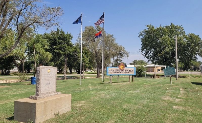The view of the 45th Infantry Division Memorial along the park. Click for full size. The view of the 45th Infantry Division Memorial along the park image. Click for full size.