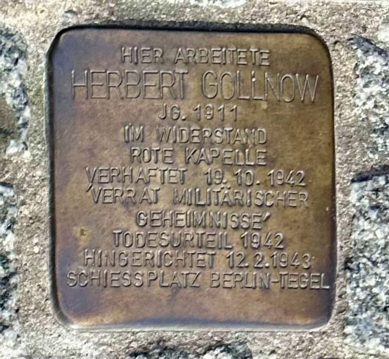 Herbert Gollnow stolperstein image. Click for full size.