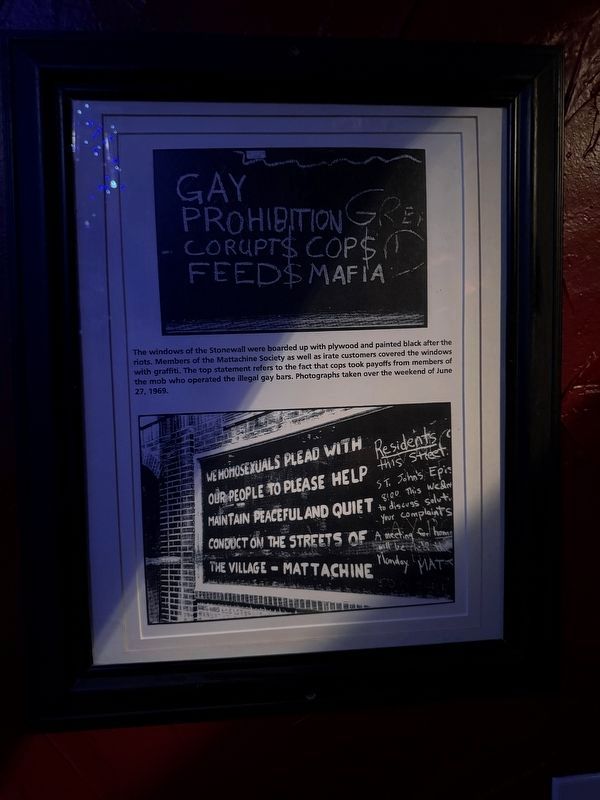Display inside of the Stonewall Inn. Click for full size. Display inside of the Stonewall Inn image. Click for full size.