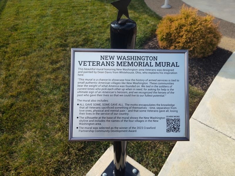New Washington Veterans Memorial Mural Marker image. Click for full size.