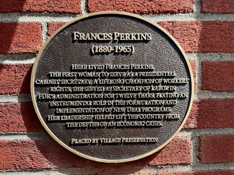 Frances Perkins Marker. Click for full size. Frances Perkins Marker image. Click for full size.