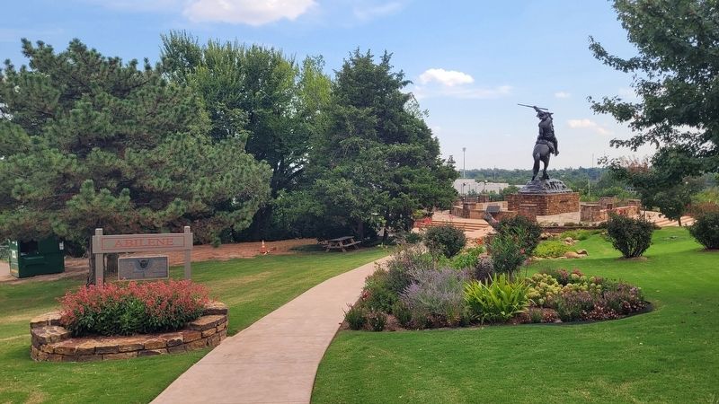 The view of the Abilene Marker along the trail to the Buffalo Bill statue. Click for full size. The view of the Abilene Marker along the trail to the Buffalo Bill statue image. Click for full size.