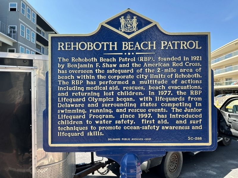 Rehoboth Beach Patrol Marker image. Click for full size.