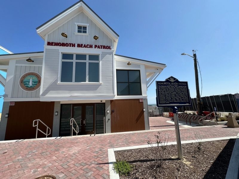Rehoboth Beach Patrol Marker - wide view image. Click for full size.