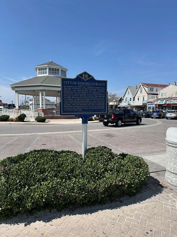 City of Rehoboth Beach Marker - wide view image. Click for full size.