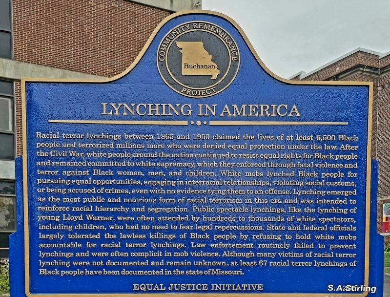 Lynching in America side of marker image. Click for full size.