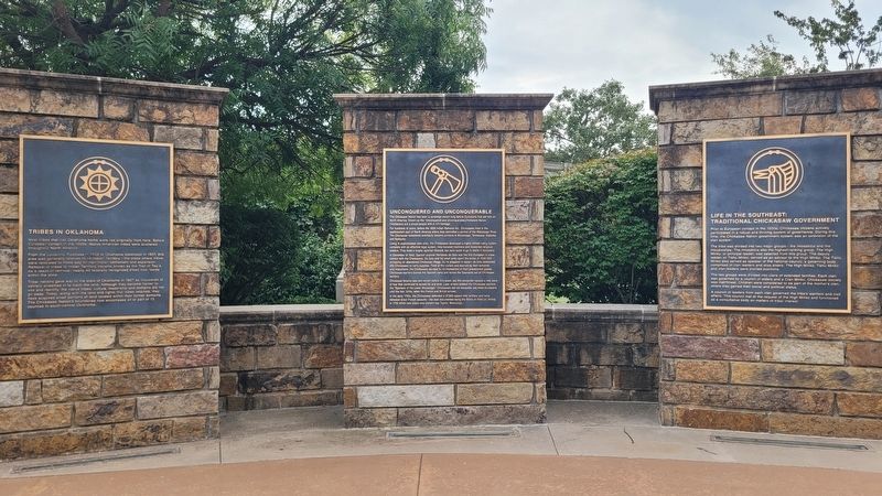 Life in the Southeast: Traditional Chickasaw Government Marker (right marker) image. Click for full size.