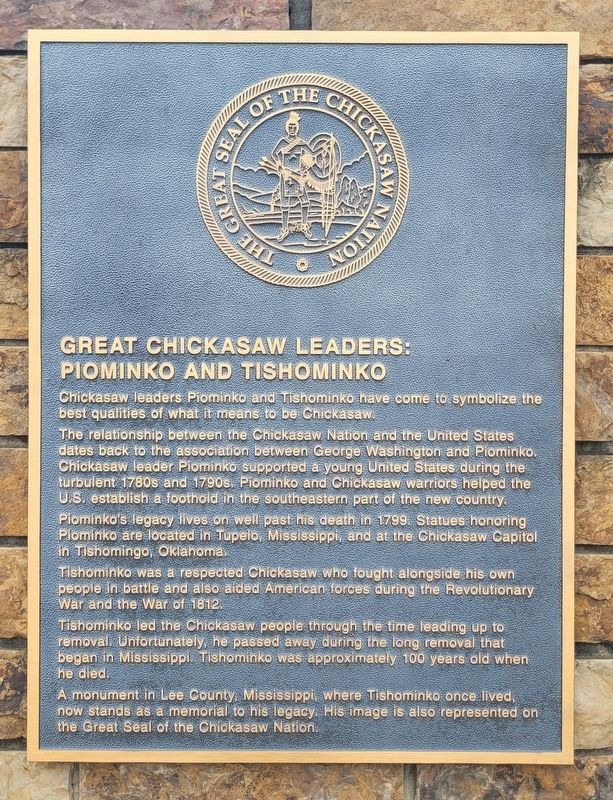 Great Chickasaw Leaders: Piominko and Tishominko Marker image. Click for full size.