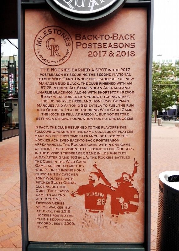 Back-to-Back Postseasons 2017 & 2018 Marker. Click for full size. Back-to-Back Postseasons 2017 & 2018 Marker image. Click for full size.