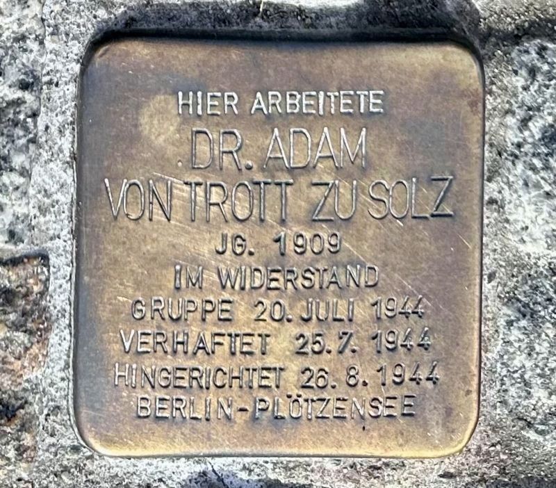 Dr. Adam von Trott zu Solz stolperstein image. Click for full size.