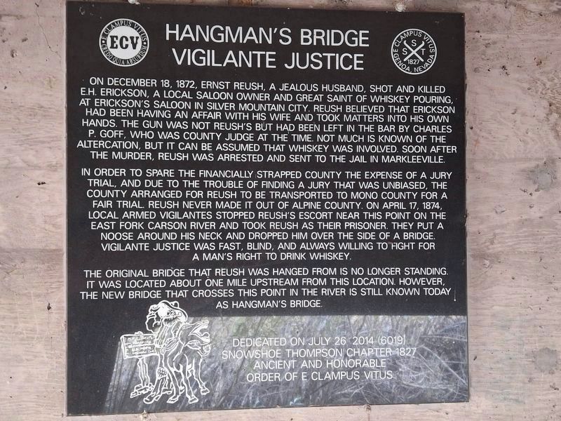 Hangmans Bridge Vigilante Justice Marker. Click for full size. Hangmans Bridge Vigilante Justice Marker image. Click for full size.