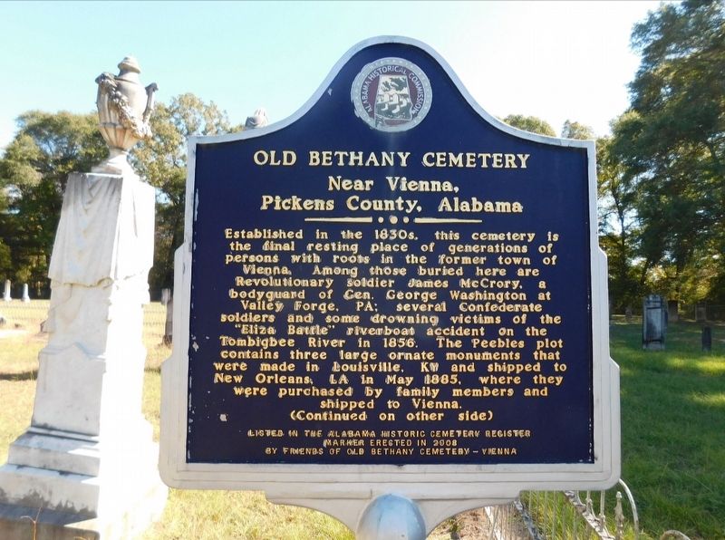 Old Bethany Cemetery Marker. Click for full size. Old Bethany Cemetery Marker image. Click for full size.