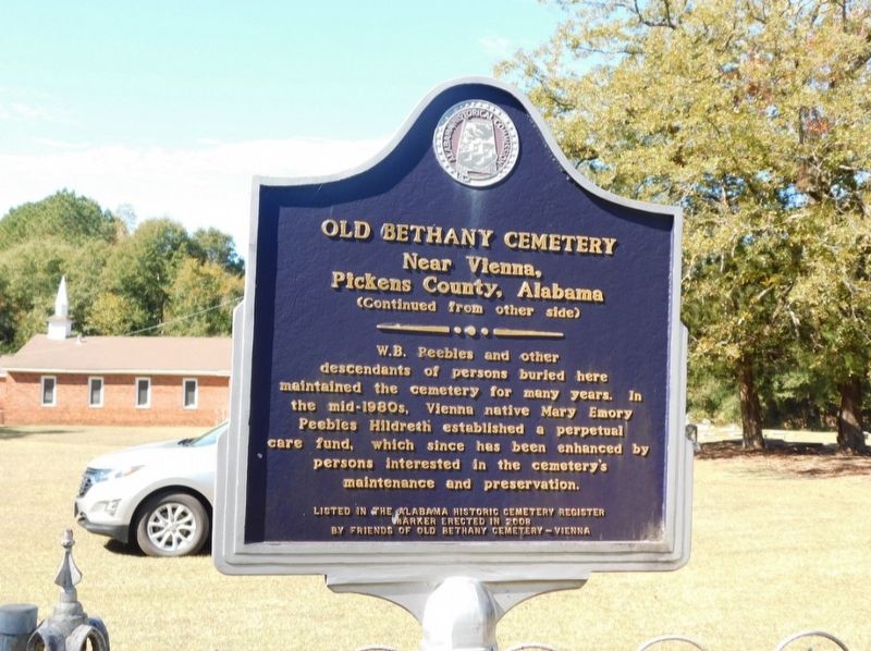 Old Bethany Cemetery Marker. Click for full size. Old Bethany Cemetery Marker image. Click for full size.