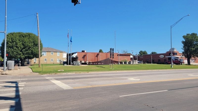 The view of the statue and memorial from across the street. Click for full size. The view of the statue and memorial from across the street image. Click for full size.