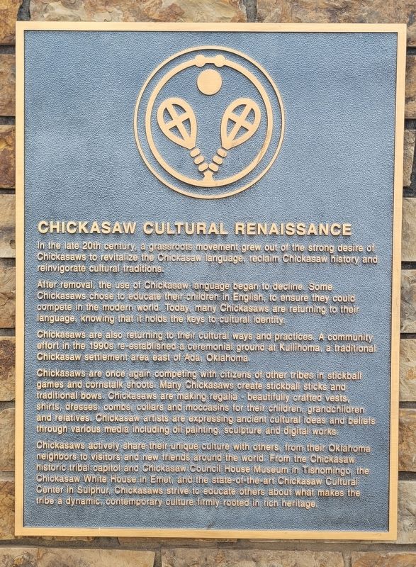 Chickasaw Cultural Renaissance Marker. Click for full size. Chickasaw Cultural Renaissance Marker image. Click for full size.