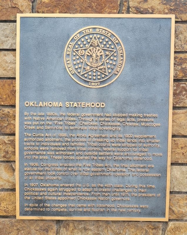 Oklahoma Statehood Marker. Click for full size. Oklahoma Statehood Marker image. Click for full size.