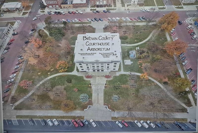 The memorial is on the courthouse grounds which is also an arboretum. image. Click for full size.