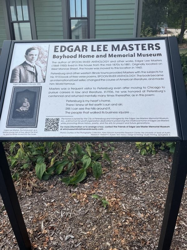 Edgar Lee Masters Marker. Click for full size. Edgar Lee Masters Marker image. Click for full size.