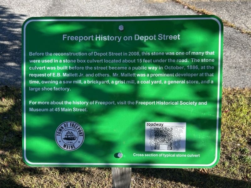 Freeport History on Depot Street Marker. Click for full size. Freeport History on Depot Street Marker image. Click for full size.
