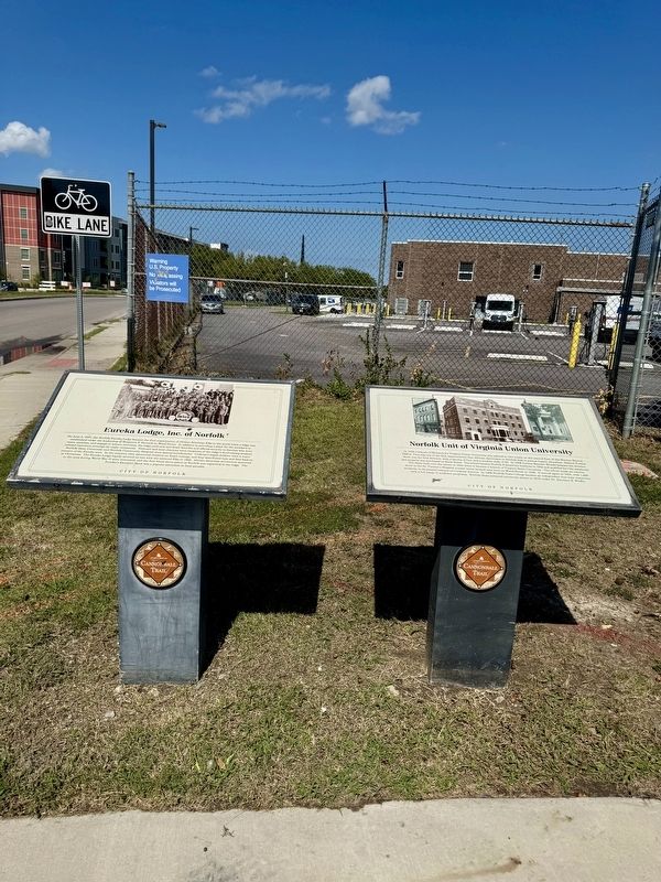 Eureka Lodge, Inc. of Norfolk Marker (left) image. Click for full size.