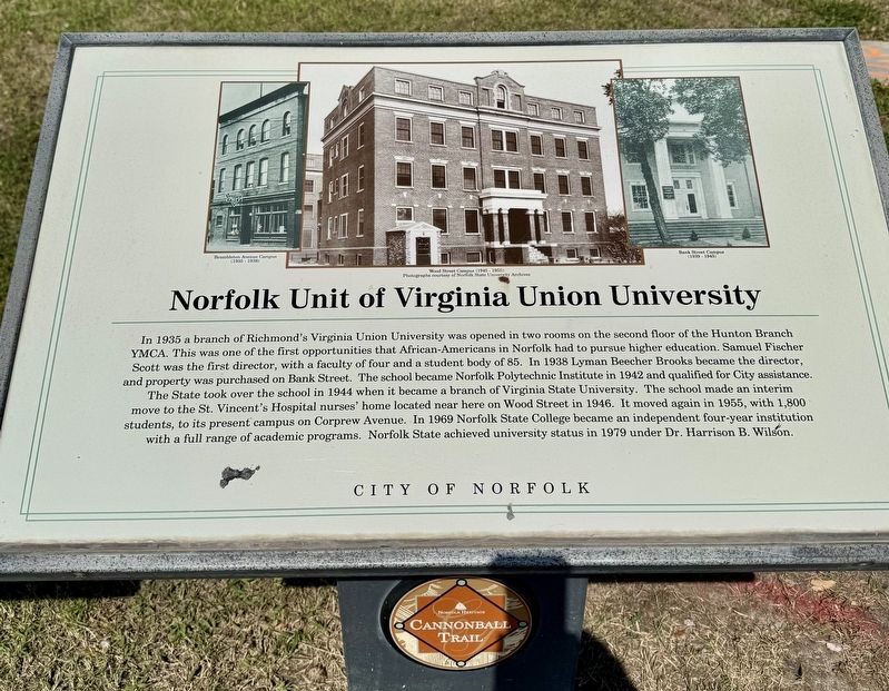 Norfolk Unit of Virginia Union University Marker image. Click for full size.