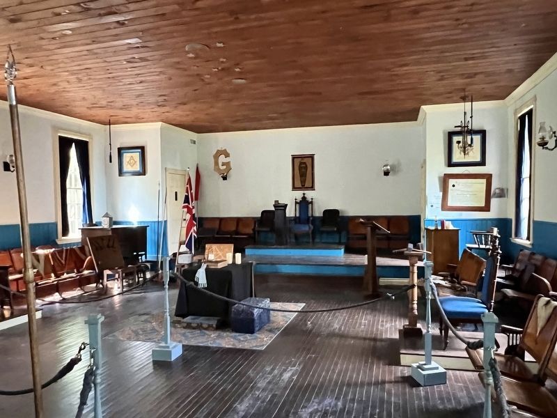 Mount Moriah Masonic Lodge, reconstructed interior, 2025. Click for full size. Mount Moriah Masonic Lodge, reconstructed interior, 2025 image. Click for full size.