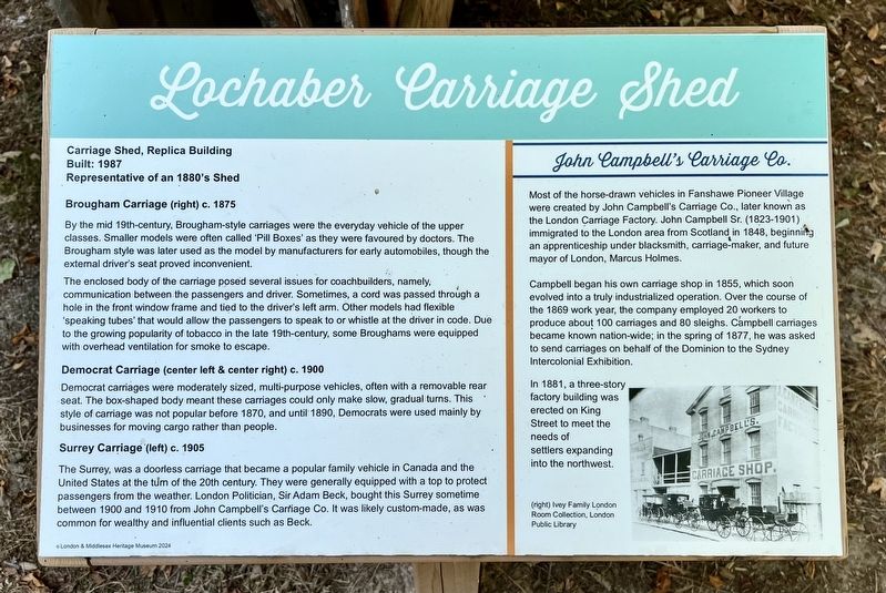 Lochaber Carriage Shed Marker. Click for full size. Lochaber Carriage Shed Marker image. Click for full size.