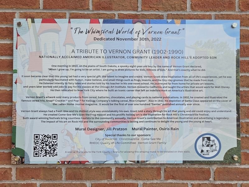 A Tribute to Vernon Grant (1902-1990) Marker. Click for full size. A Tribute to Vernon Grant (1902-1990) Marker image. Click for full size.