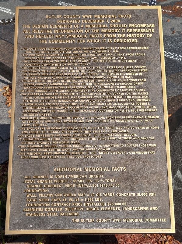 Butler County WWII Memorial. Click for full size. Butler County WWII Memorial image. Click for full size.