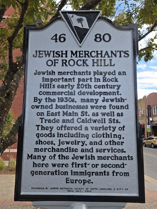 Jewish Merchants of Rock Hill side of marker image. Click for full size.