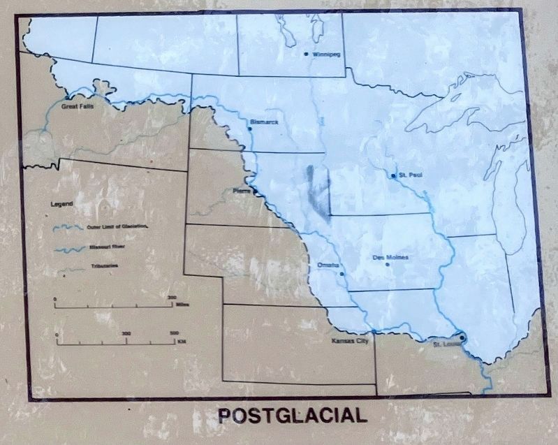 The Missouri River, post-glacial map. Click for full size. The Missouri River, post-glacial map image. Click for full size.