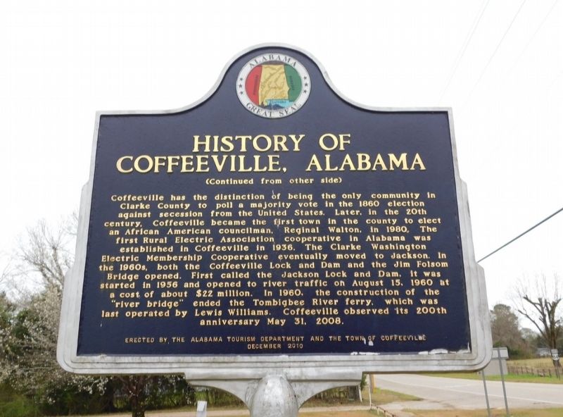 History of Coffeeville, Alabama Marker image. Click for full size.