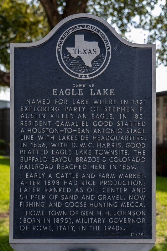 Town of Eagle Lake Marker image. Click for full size.