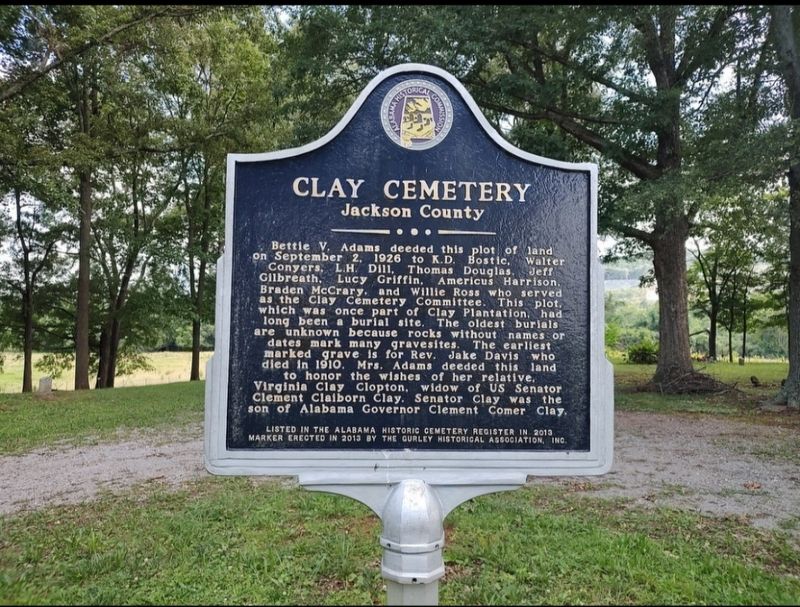 Clay Cemetery Jackson County Marker image. Click for full size.