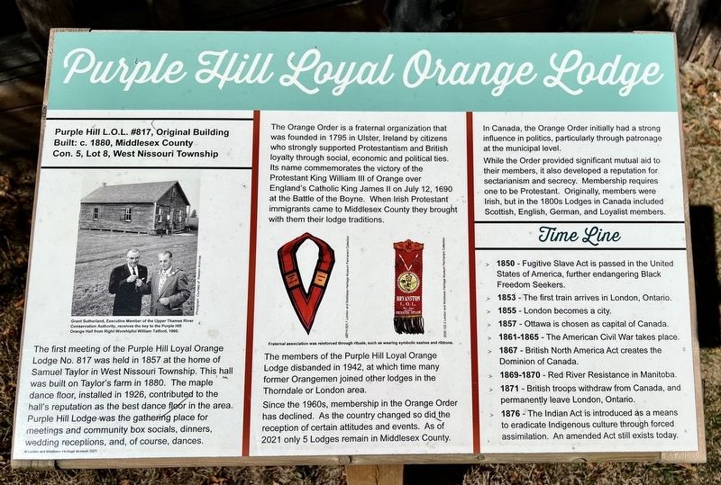 Purple Hill Loyal Orange Lodge Marker. Click for full size. Purple Hill Loyal Orange Lodge Marker image. Click for full size.