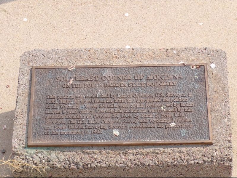 Southeast Corner of Montana on the South Dakota State Boundary Marker. Click for full size. Southeast Corner of Montana on the South Dakota State Boundary Marker image. Click for full size.