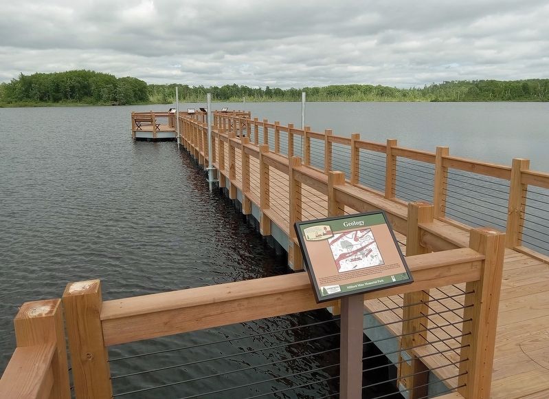 Geology Marker on the pier in Milford Lake. Click for full size. Geology Marker on the pier in Milford Lake image. Click for full size.