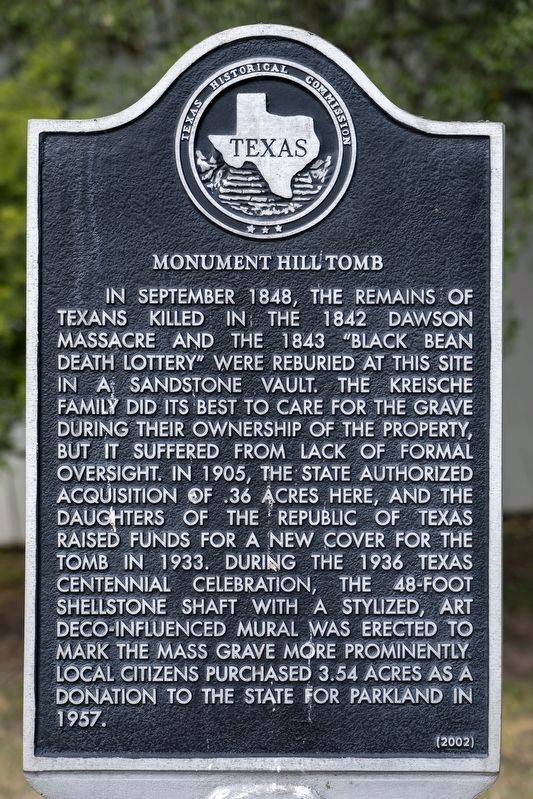 Monument Hill Tomb Marker. Click for full size. Monument Hill Tomb Marker image. Click for full size.