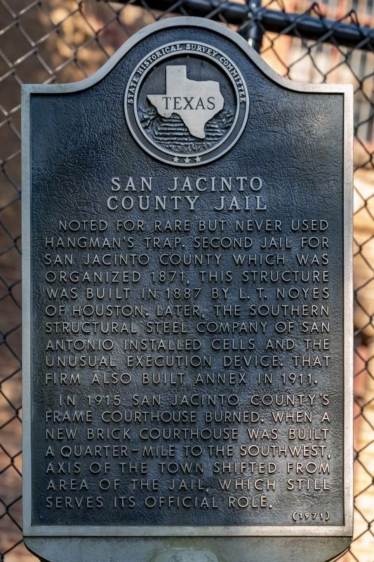 San Jacinto County Jail Marker. Click for full size. San Jacinto County Jail Marker image. Click for full size.
